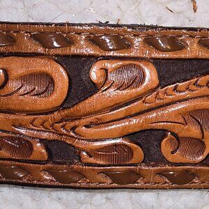 Vintage Motley's Custom Hand Tooled Full Grain Leather Belt in Western Floral